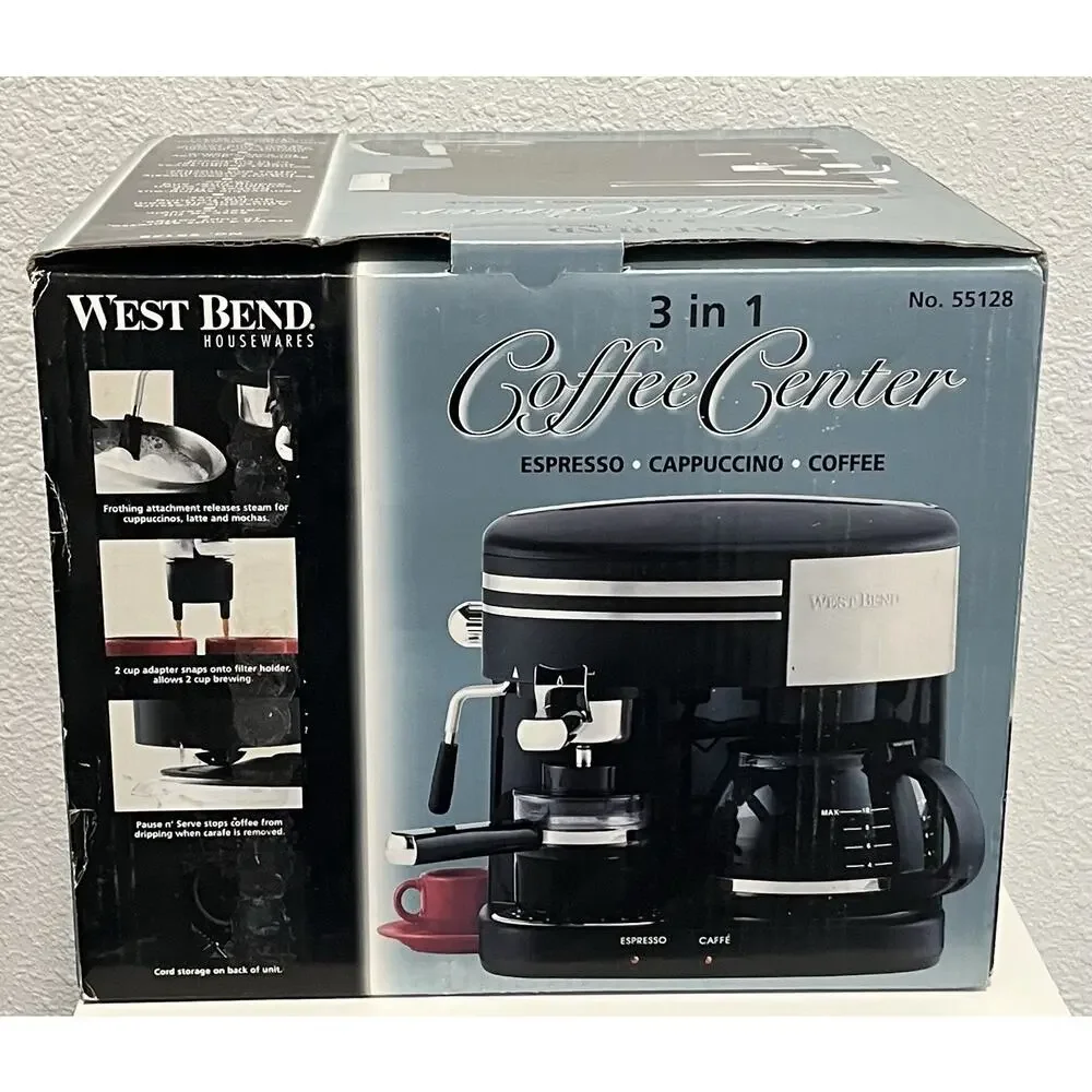 West Bend 55128 3-in-1 Coffee Center Espresso Cappuccino Drip New In Box NIB